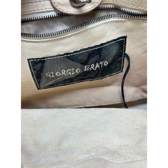 GIORGIO BRATO Beige Leather Studded Tote Bag - Picture 3 of 16